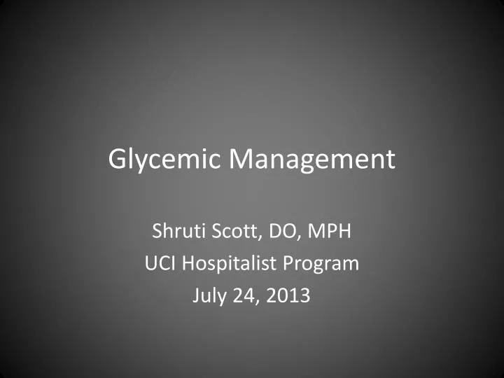 glycemic management