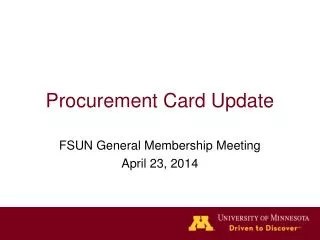 Procurement Card Update