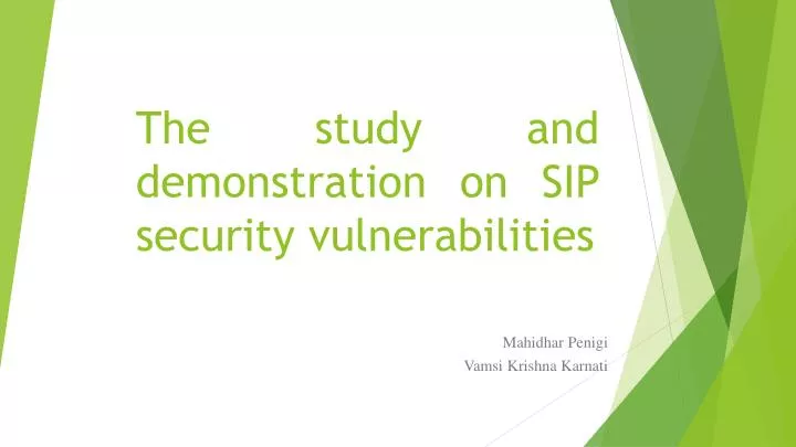 the study and demonstration on sip security vulnerabilities