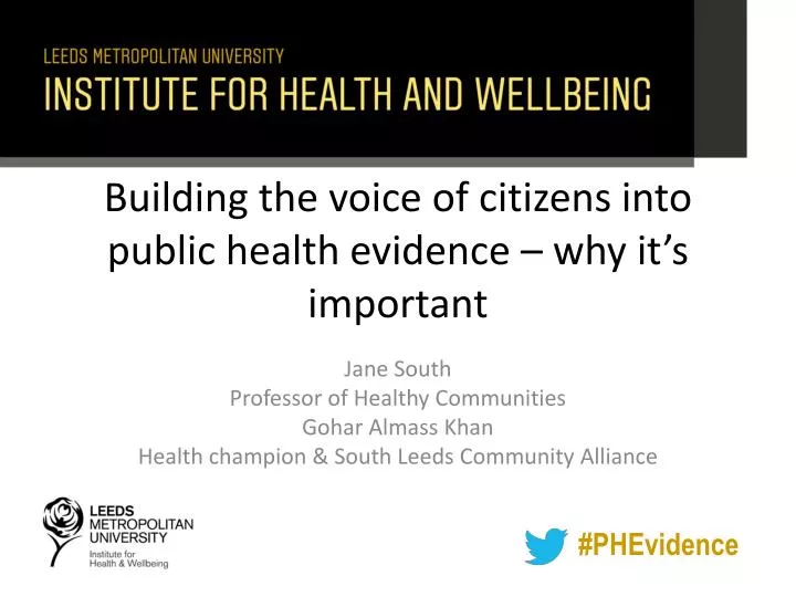 building the voice of citizens into public health evidence why it s important