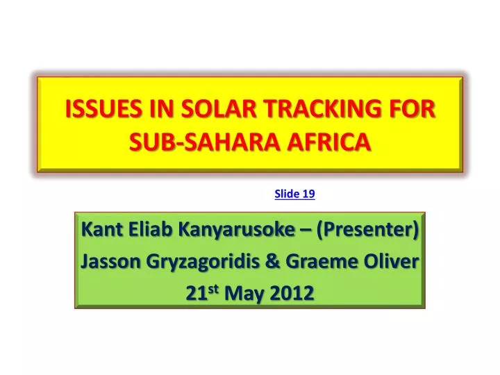 issues in solar tracking for sub sahara africa
