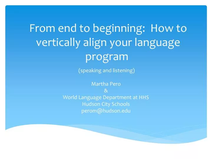 from end to beginning how to vertically align your language program