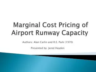 Marginal Cost Pricing of Airport Runway Capacity