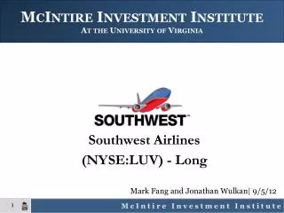 McIntire Investment Institute At the University of Virginia
