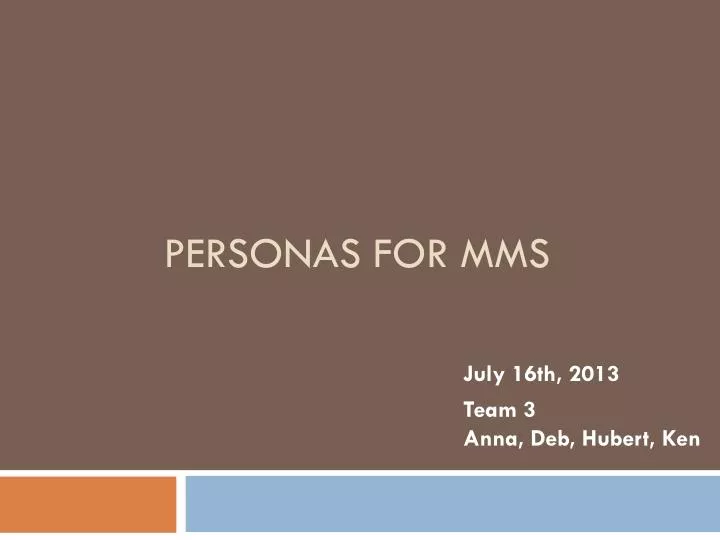 personas for mms