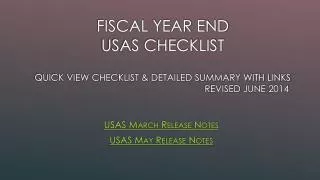 USAS March Release Notes USAS May Release Notes