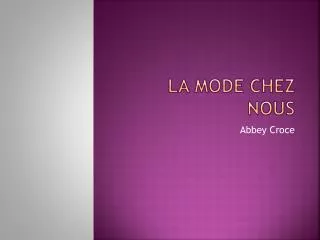 la mode chez nous