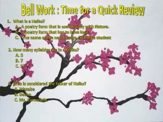 Bell Work : Time for a Quick Review