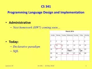 CS 341 Programming Language Design and Implementation