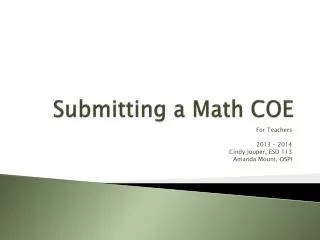 Submitting a Math COE
