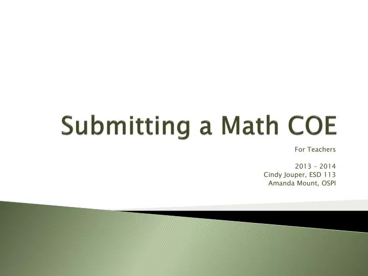 submitting a math coe