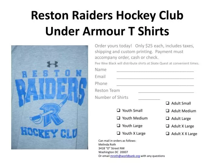 reston raiders hockey club under armour t shirts