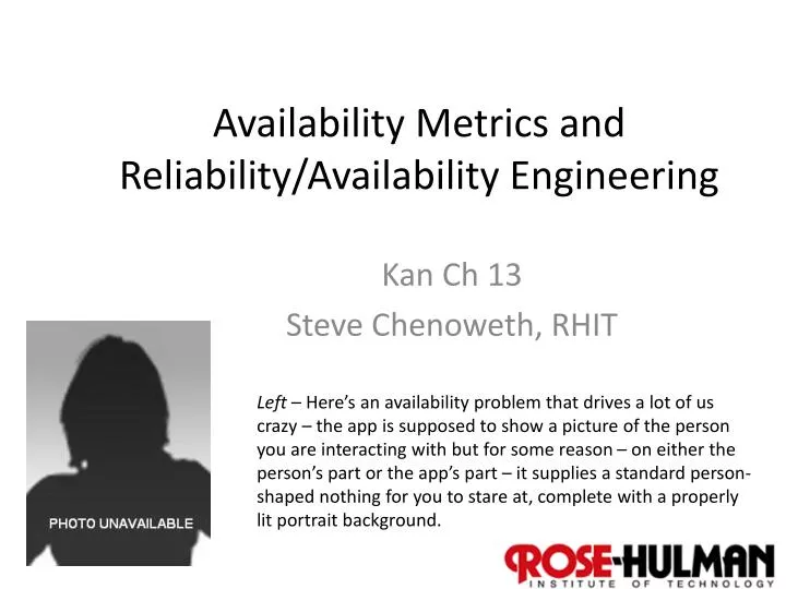 availability metrics and reliability availability engineering