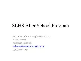 SLHS After School Program