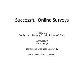 Successful Online Surveys