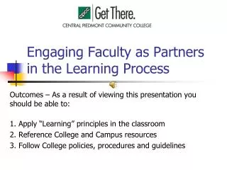 Engaging Faculty as Partners in the Learning Process