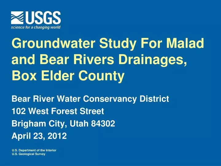 groundwater study for malad and bear rivers drainages box elder county