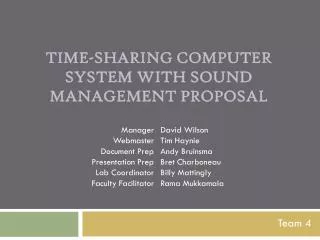 Time-Sharing Computer System with Sound Management Proposal
