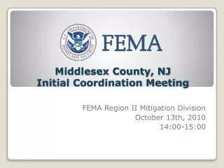 Middlesex County, NJ Initial Coordination Meeting