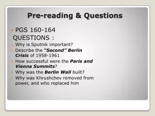 Pre-reading &amp; Questions