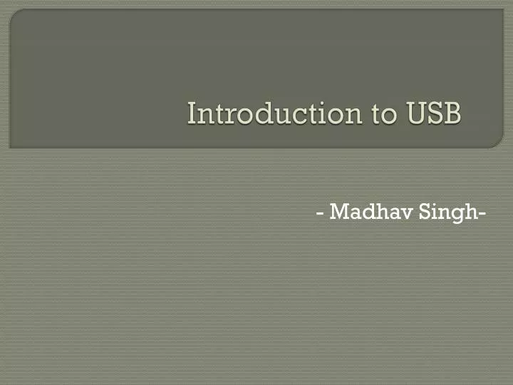introduction to usb