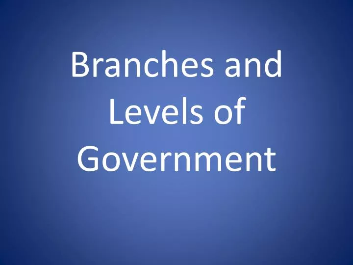 branches and levels of government