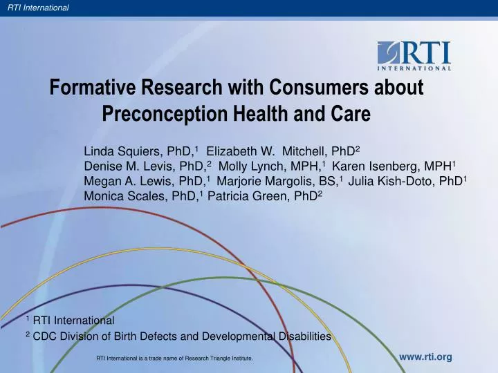 formative research with consumers about preconception health and care