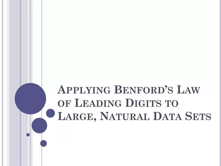 applying benford s law of leading digits to large natural data sets
