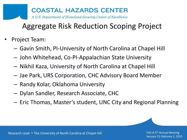aggregate risk reduction scoping project