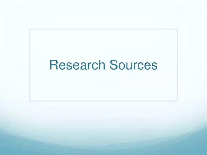 research sources