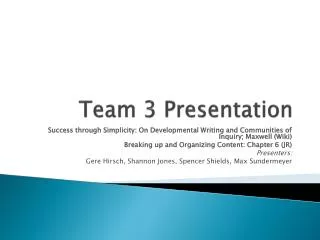 Team 3 Presentation