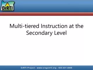 Multi-tiered Instruction at the Secondary Level