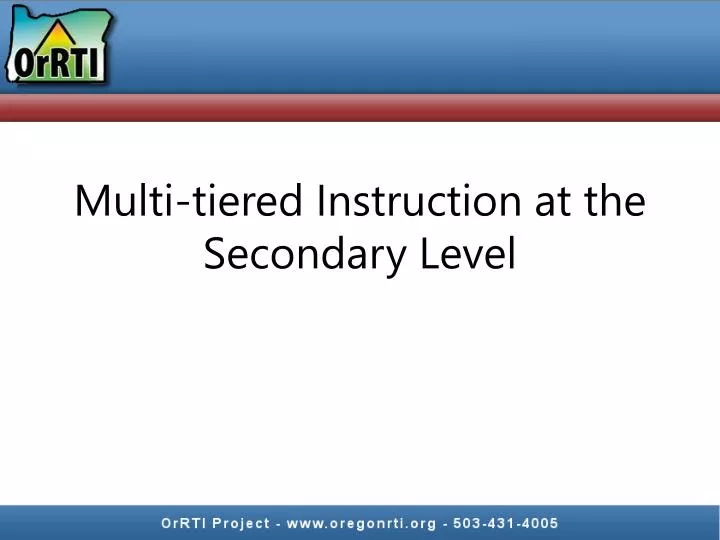multi tiered instruction at the secondary level