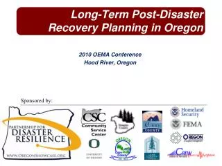 Long-Term Post-Disaster Recovery Planning in Oregon