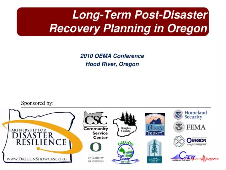 long term post disaster recovery planning in oregon