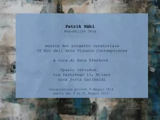 Patrik Hábl Repubblica Ceca mostra del progetto curatoriale