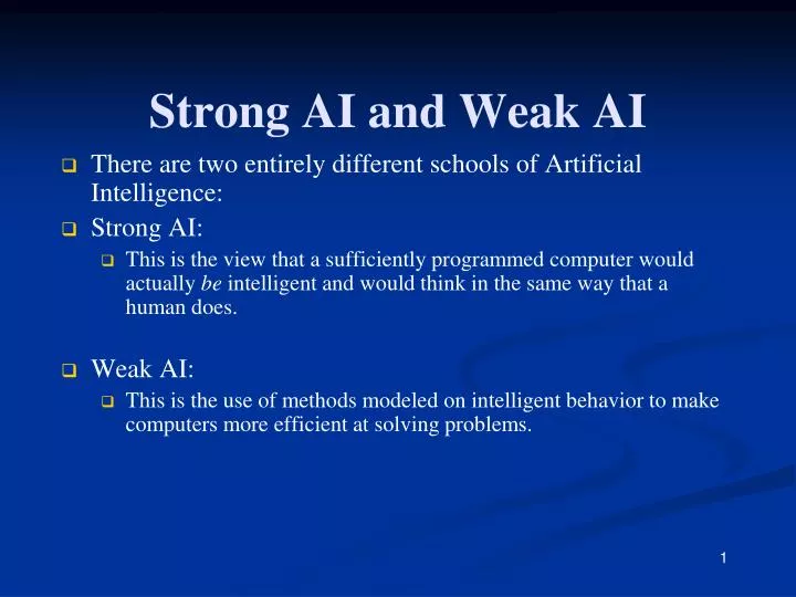 strong ai and weak ai