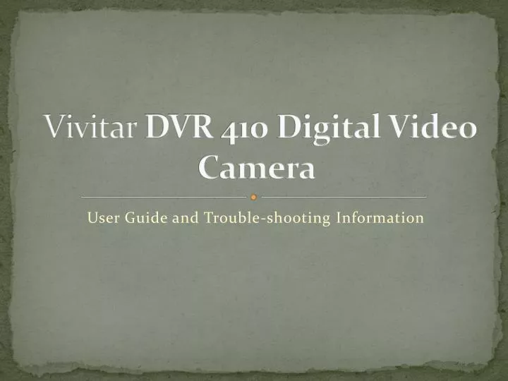 vivitar dvr 410 digital video camera