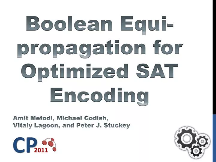 boolean equi propagation for optimized sat encoding