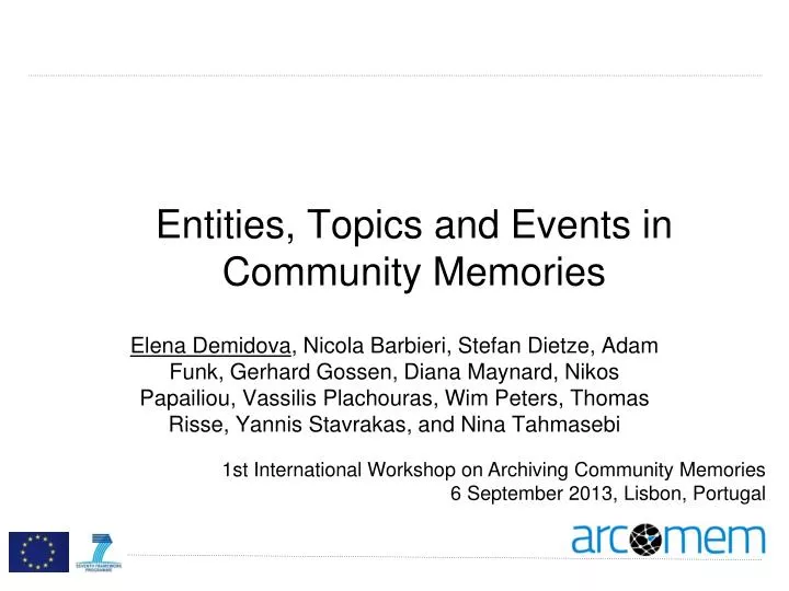entities topics and events in community memories
