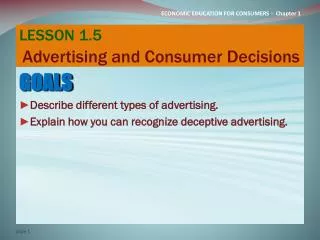 LESSON 1.5 Advertising and Consumer Decisions