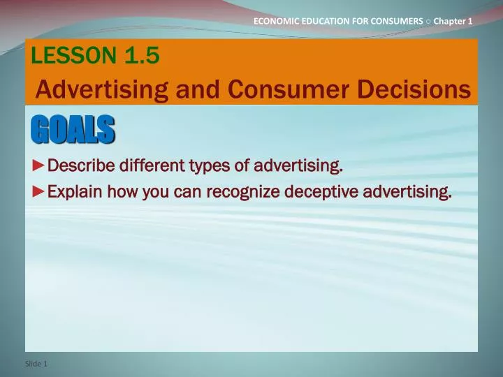 lesson 1 5 advertising and consumer decisions