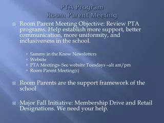 PTA Program Room Parent Meeting