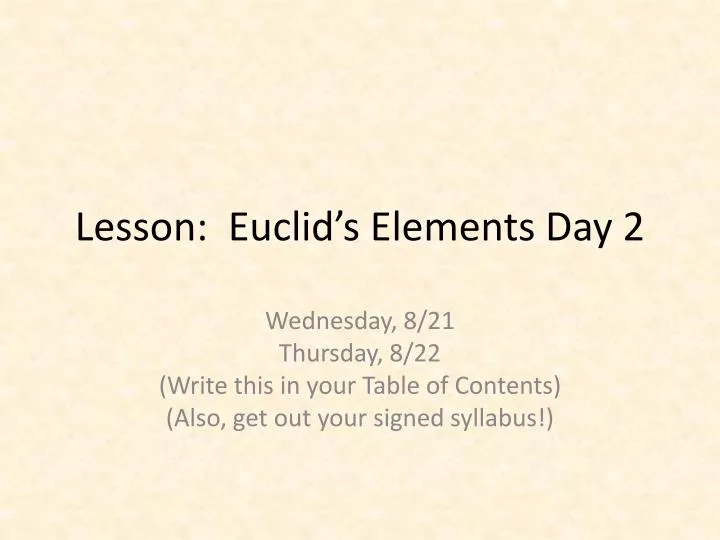 lesson euclid s elements day 2