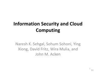Information Security and Cloud Computing