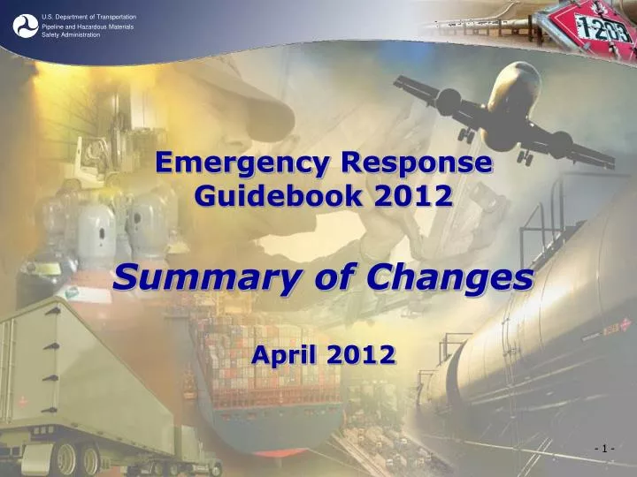 emergency response guidebook 2012 summary of changes april 2012