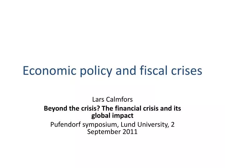 economic policy and fiscal crises