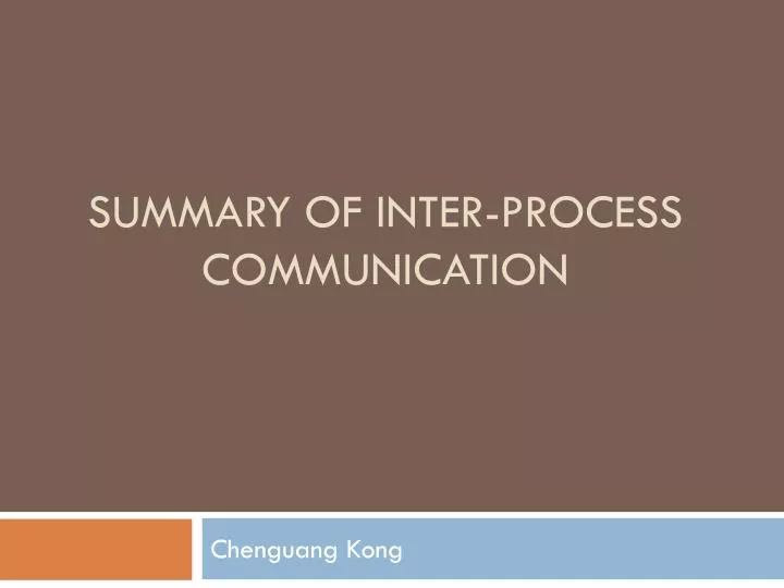 summary of inter process communication