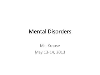 Mental Disorders