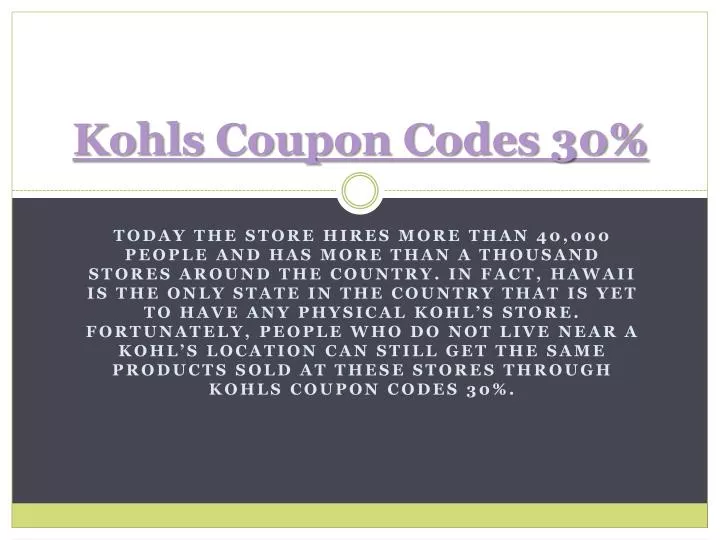 kohls coupon codes 30